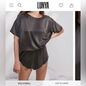 Lunya Washable Silk Sleep Shorts. Grey. Size Medium.